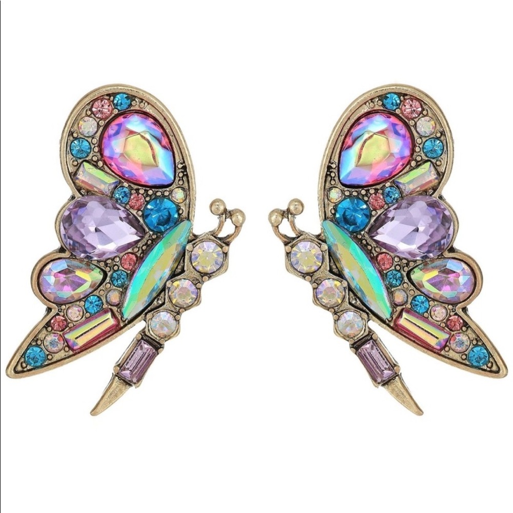 Betsey Johnson Multi-Stone Butterfly Earrings